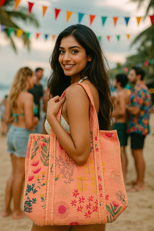 Floral Whisper Tote (With Zipper)