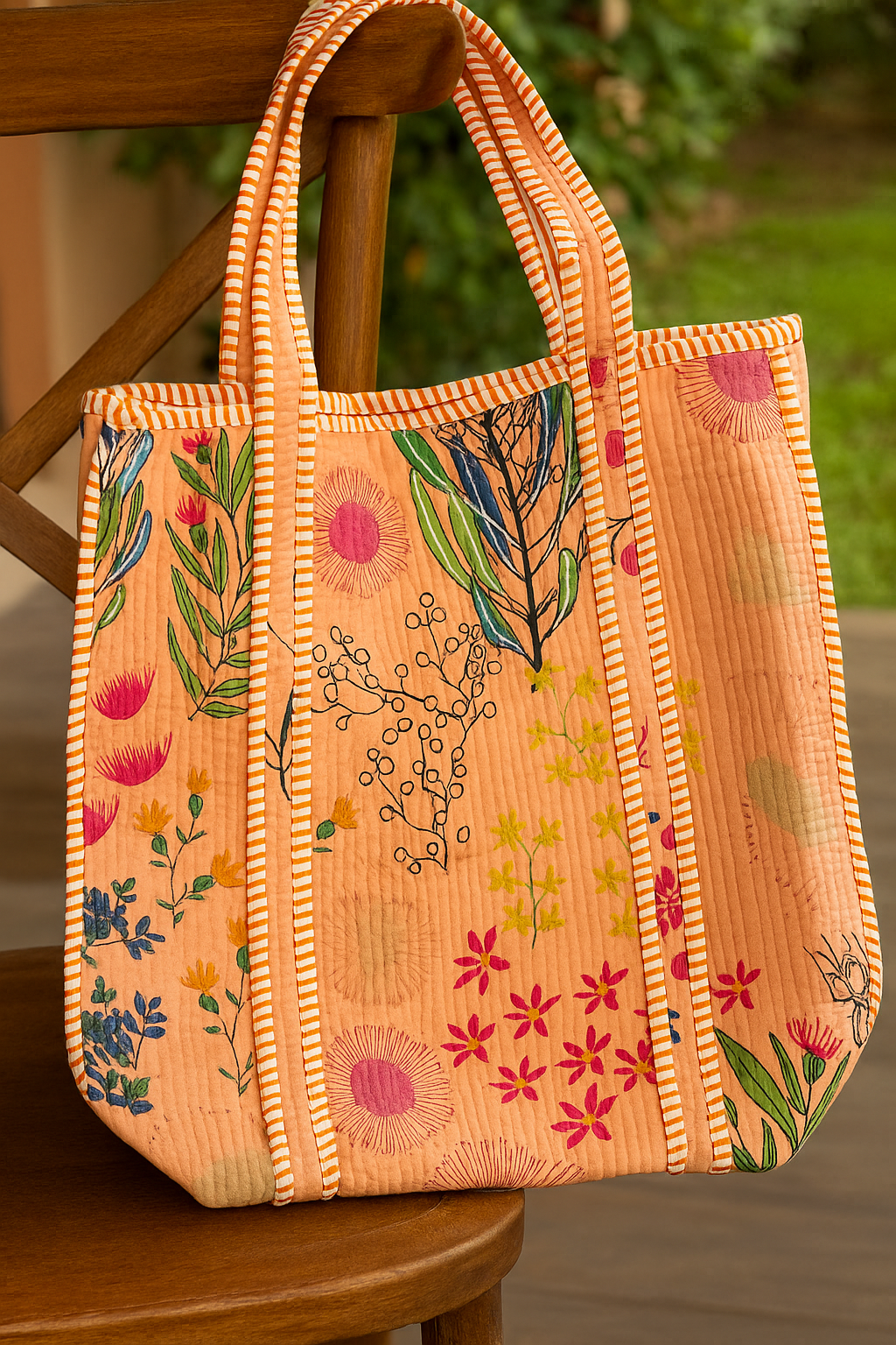 Floral Whisper Tote (With Zipper)