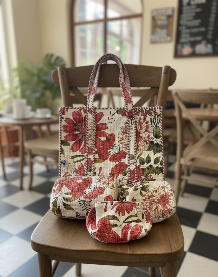 The Riviera tote and pouches (With Zipper)