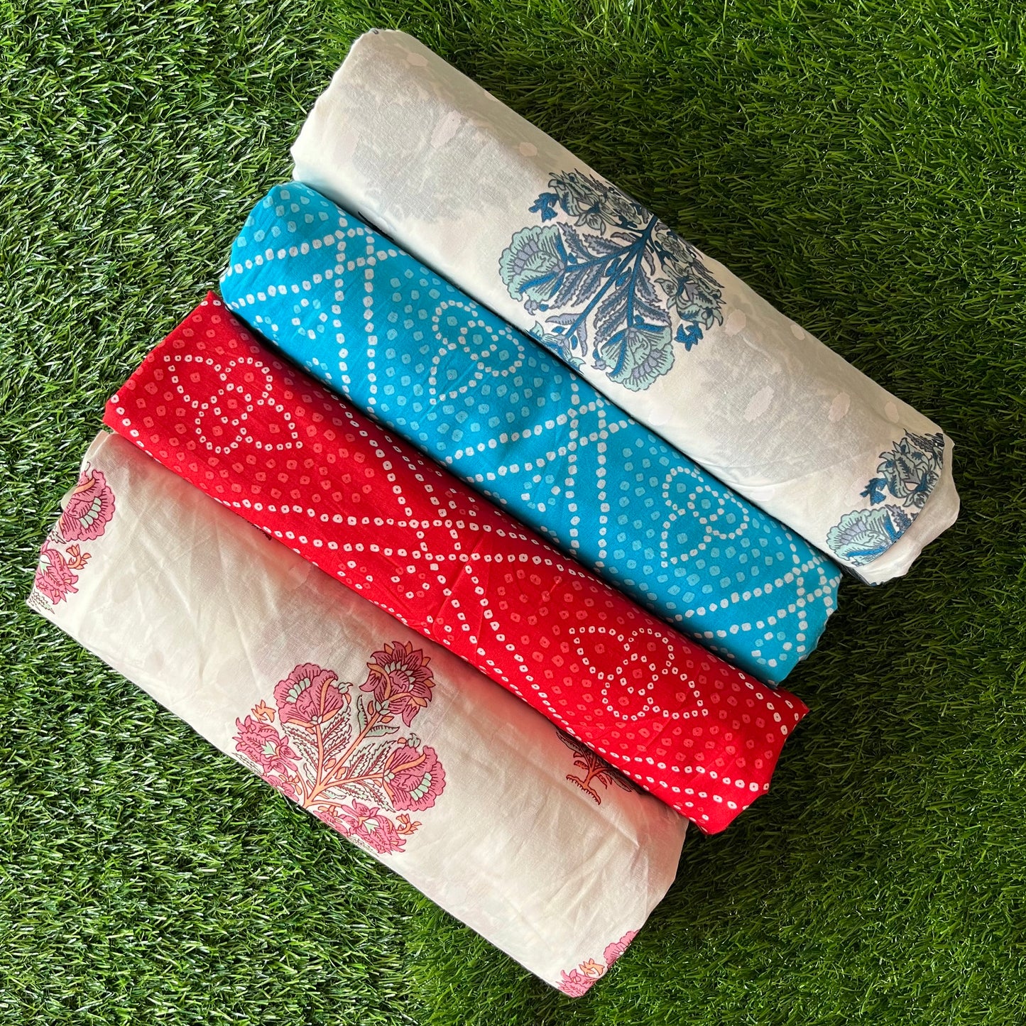 Pure cotton unstitched kurtis (pack of 4) (2.5 meters in one design)