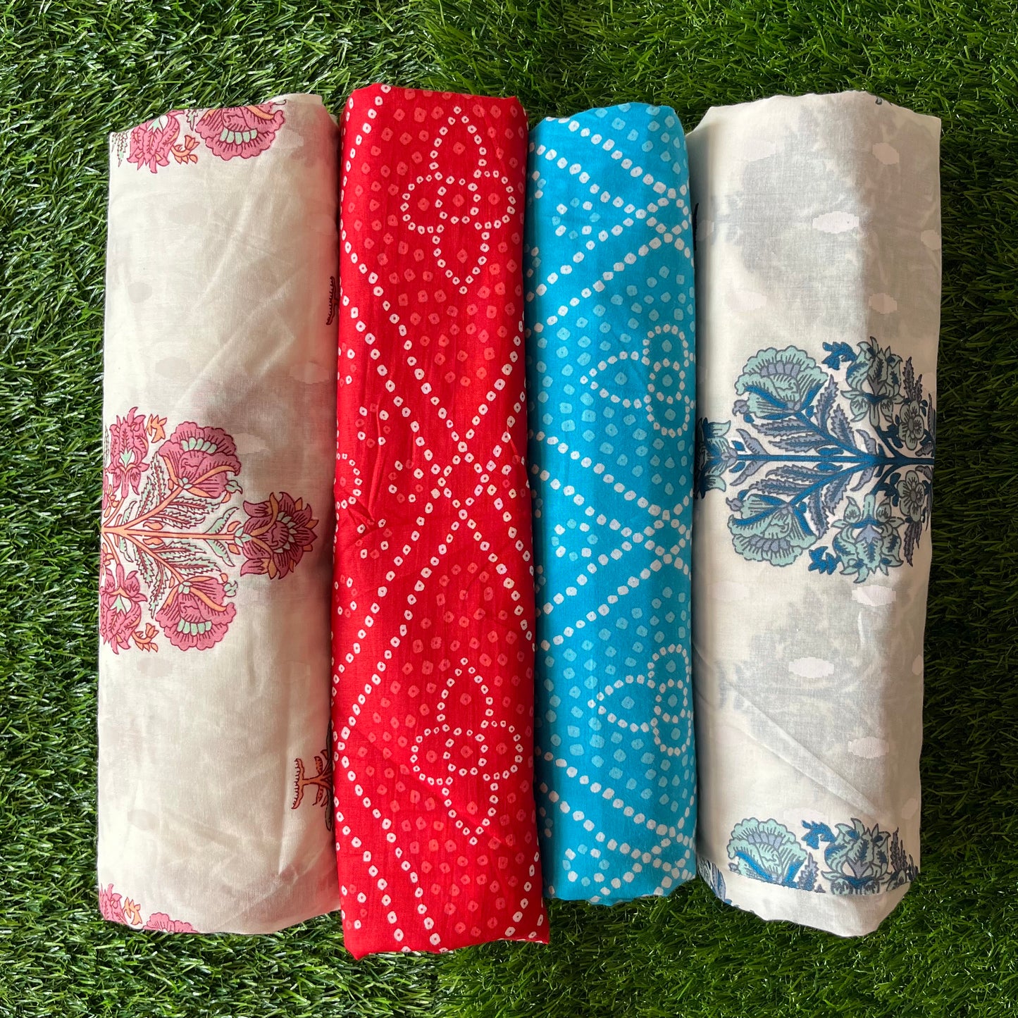 Pure cotton unstitched kurtis (pack of 4) (2.5 meters in one design)