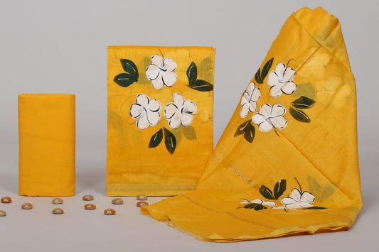 EXCLUSIVE HAND BLOCK PRINT CHANDERI SILK SUIT SET