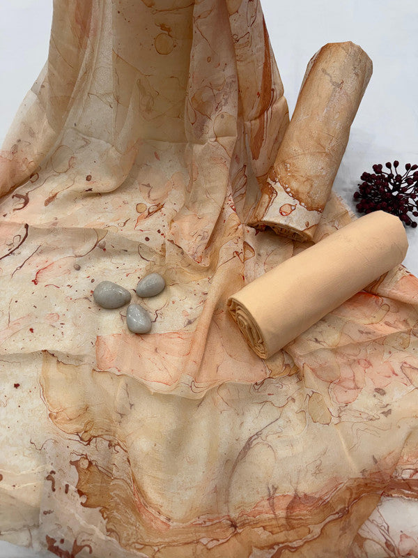 Pure Cotton Unstitched Suit With Chiffon Dupatta