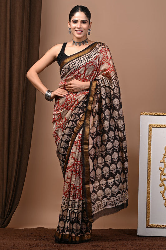 MAHESHWARI SILK BAGRU PRINT SAREE