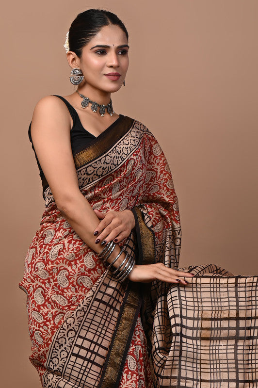 MAHESHWARI SILK BAGRU PRINT SAREE