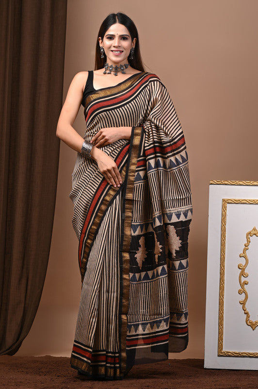 MAHESHWARI SILK BAGRU PRINT SAREE