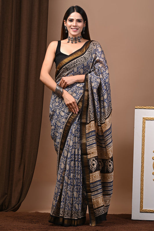 MAHESHWARI SILK BAGRU PRINT SAREE