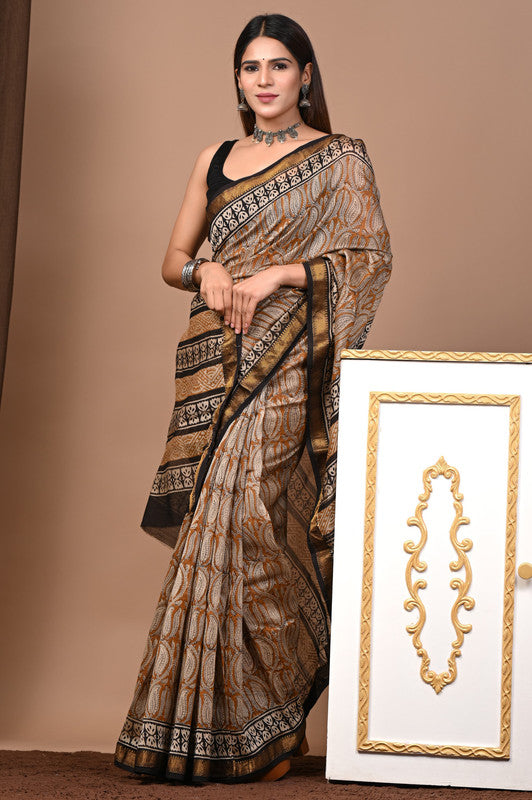 MAHESHWARI SILK BAGRU PRINT SAREE