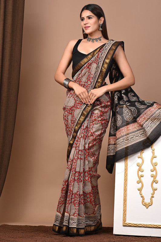 MAHESHWARI SILK BAGRU PRINT SAREE