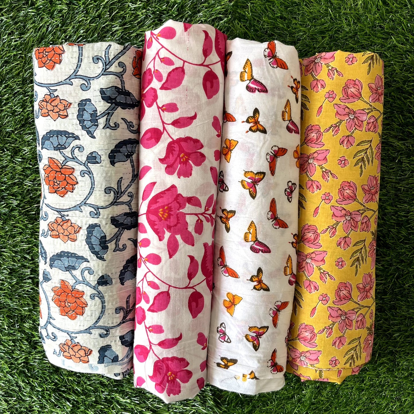 Pure cotton unstitched kurtis (pack of 4) (2.5 meters in one design)