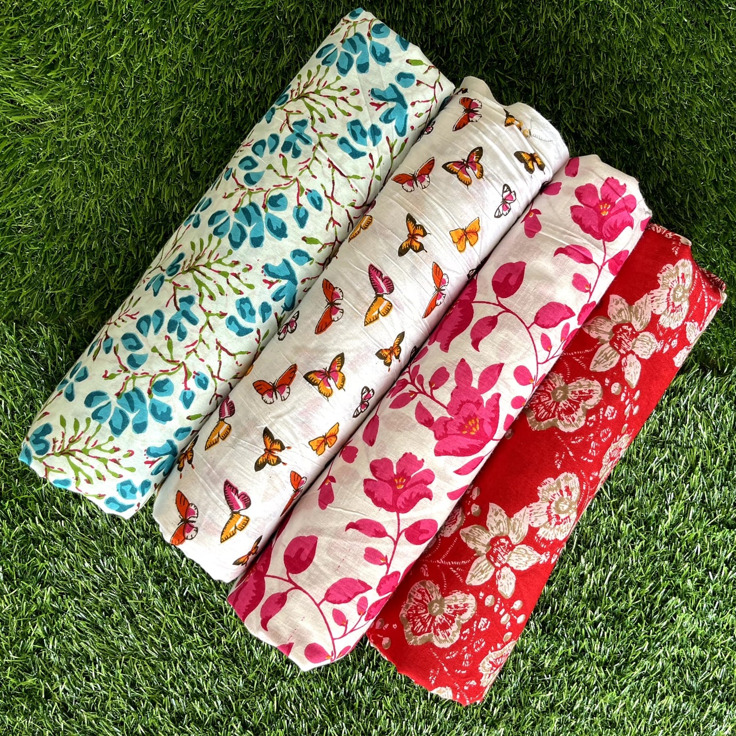 Pure cotton unstitched kurtis (pack of 4) (2.5 meters in one design)