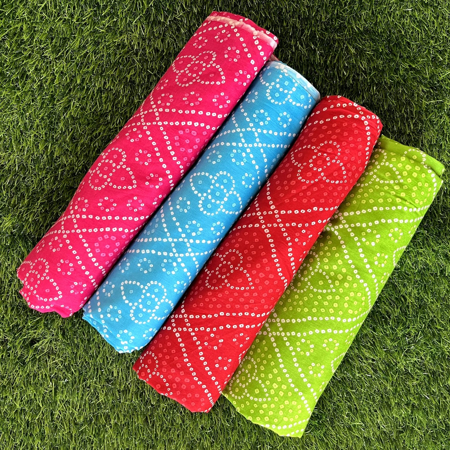 Pure cotton unstitched bandhani tops (pack of 4) (2.5 meters in one design)