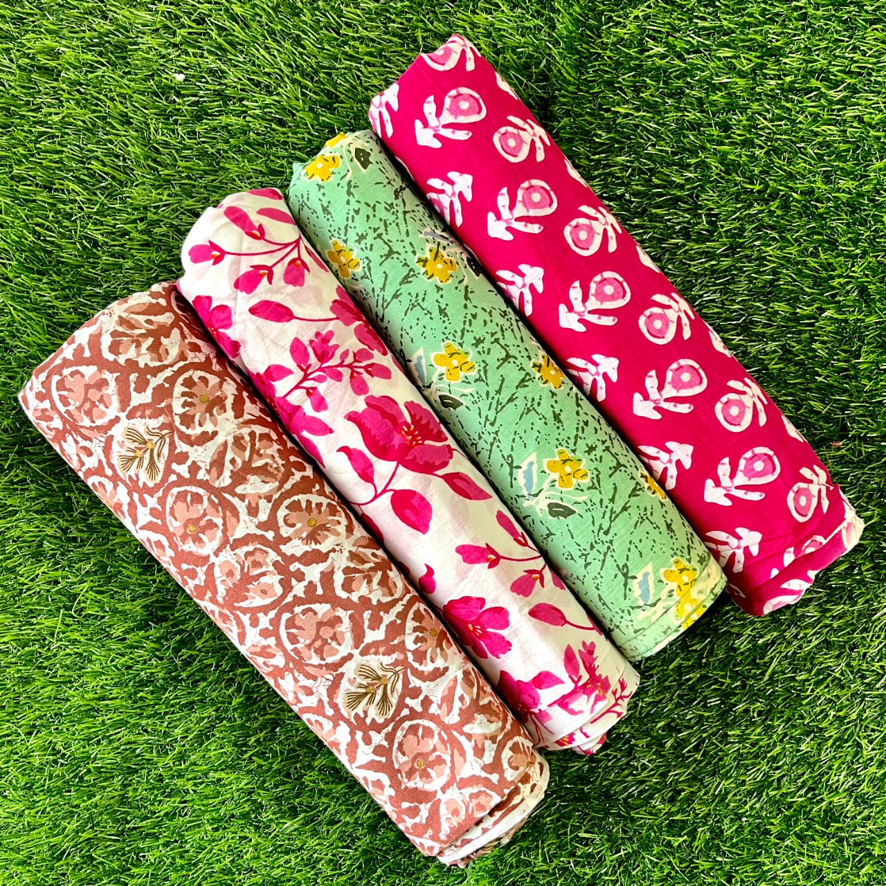 Pure cotton unstitched kurtis (pack of 4) (2.5 meters in one design)