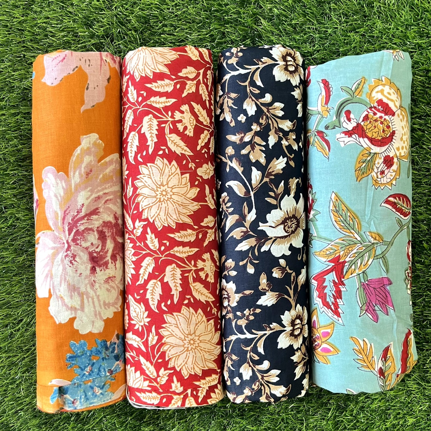 Pure cotton unstitched kurtis (pack of 4) (2.5 meters in one design)