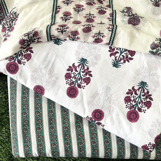 Pure Cotton Unstitched Suit With Cotton Dupatta