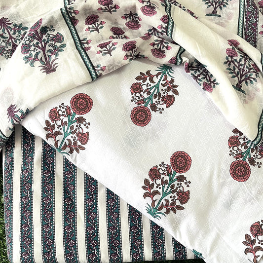 Pure Cotton Unstitched Suit With Cotton Dupatta