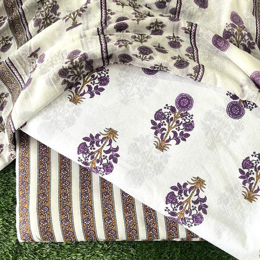 Pure Cotton Unstitched Suit With Cotton Dupatta