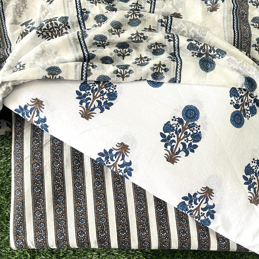 Pure Cotton Unstitched Suit With Cotton Dupatta