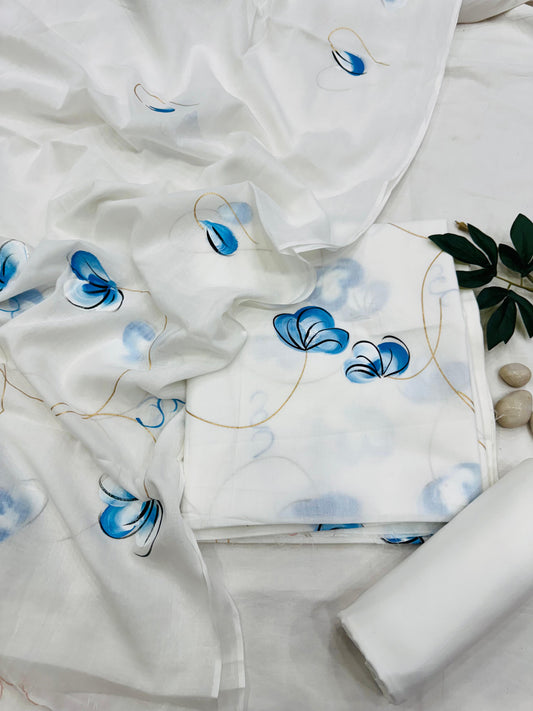 Pure Cotton Unstitched Suit With Cotton Dupatta