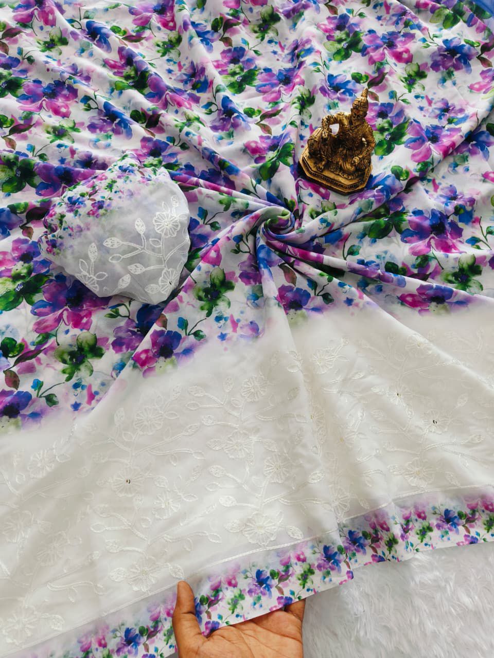 Floral Print Georgette Saree