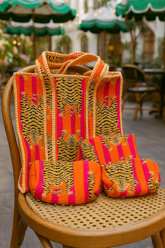 Tigress of the Tropics Tote and Pouches (With Zipper)