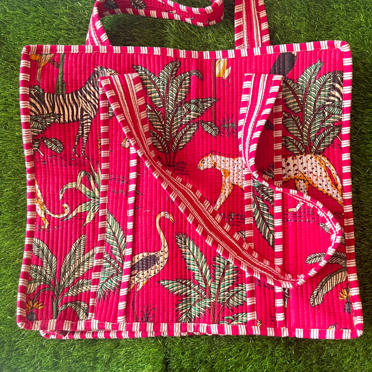 Pink Jungle Safari Tote (With Zipper)