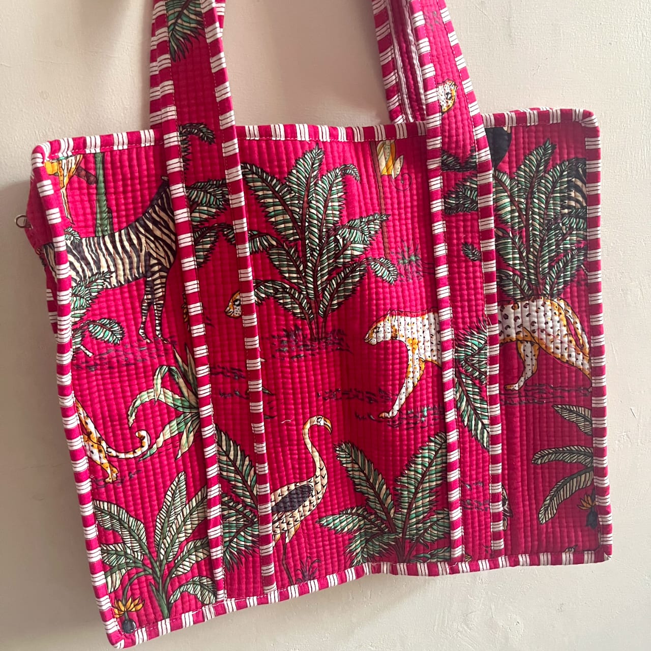Pink Jungle Safari Tote (With Zipper)