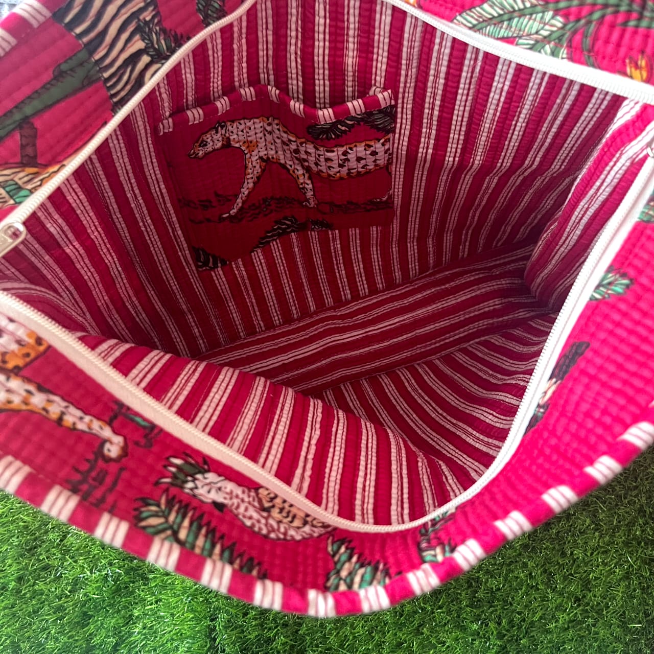 Pink Jungle Safari Tote (With Zipper)