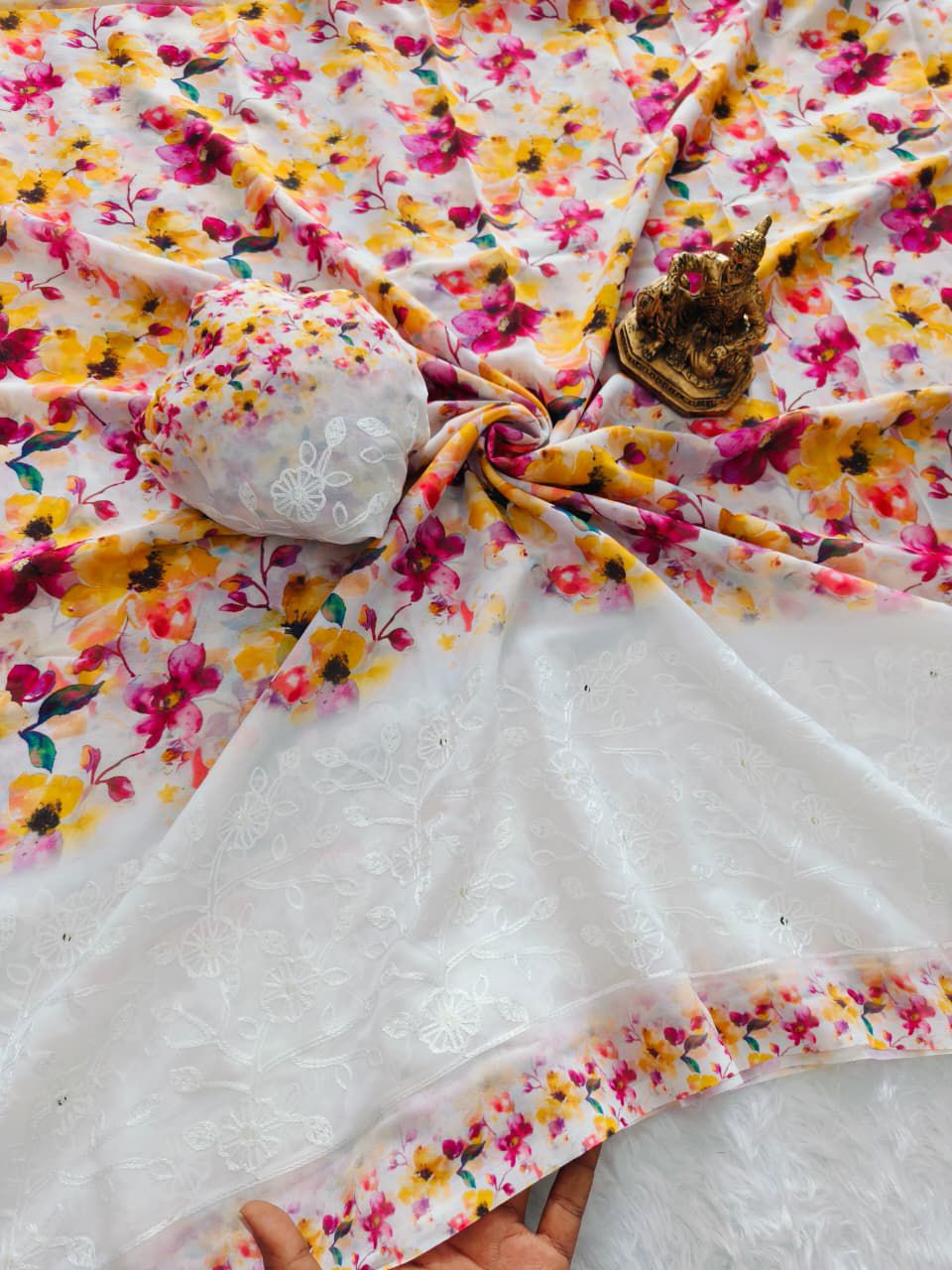 Floral Print Georgette Saree