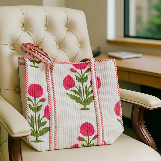 Calming Pink Flower Tote (With Zipper)