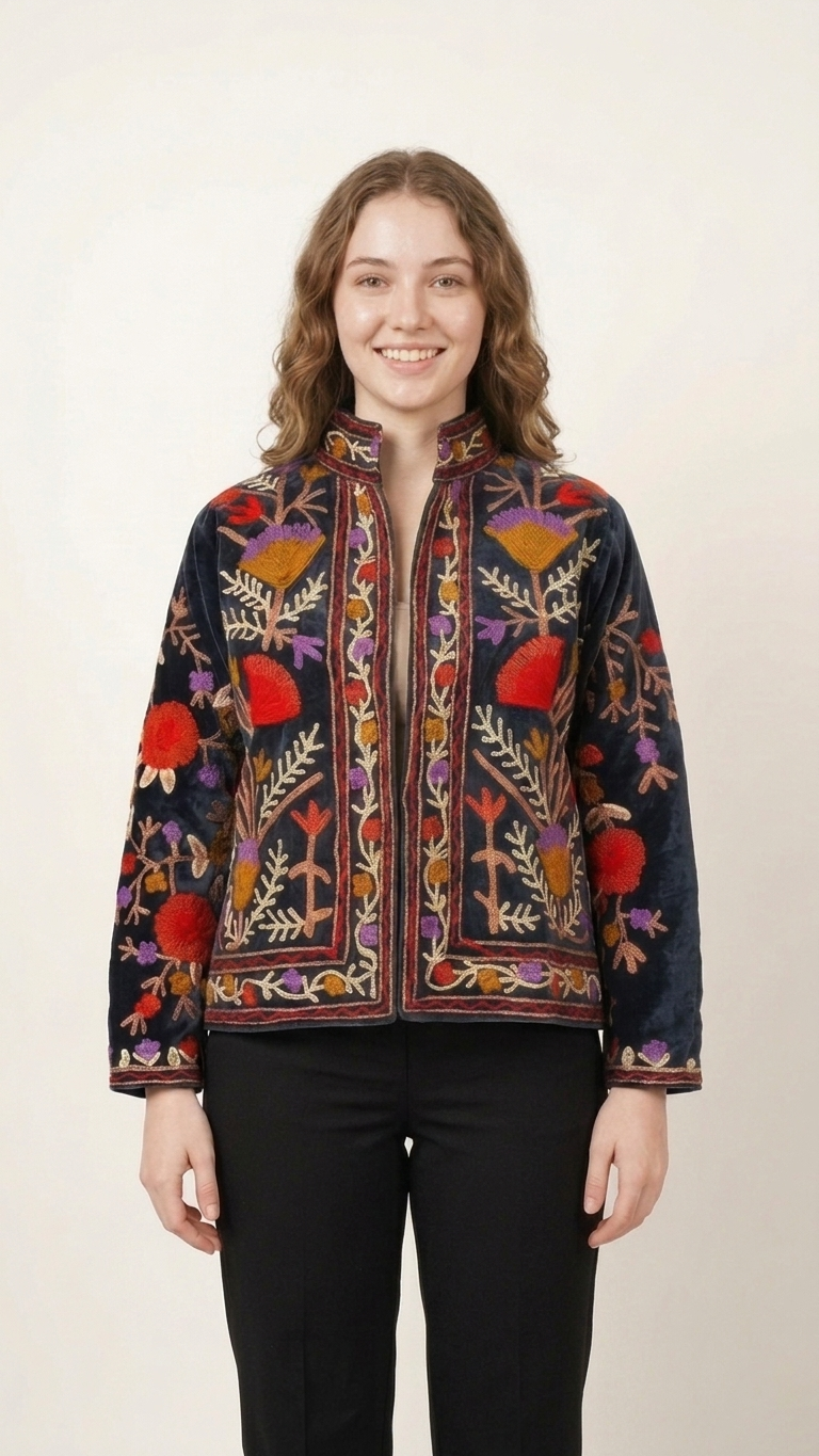 Noir Floral Heirloom Suzani Jacket