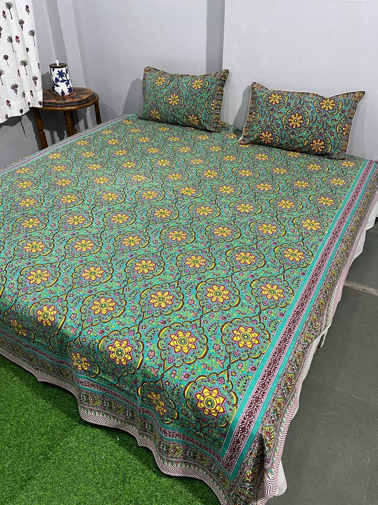 Pure Cotton Handblock Printed Bedsheet