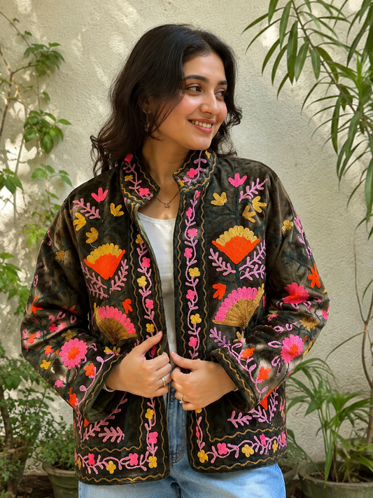 Imperial Olive Blossom Suzani Jacket