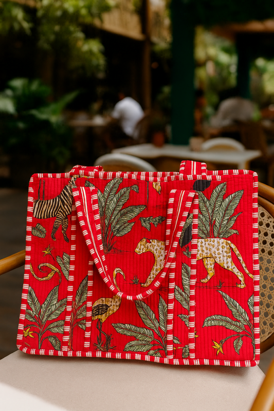 Pink Jungle Safari Tote (With Zipper)