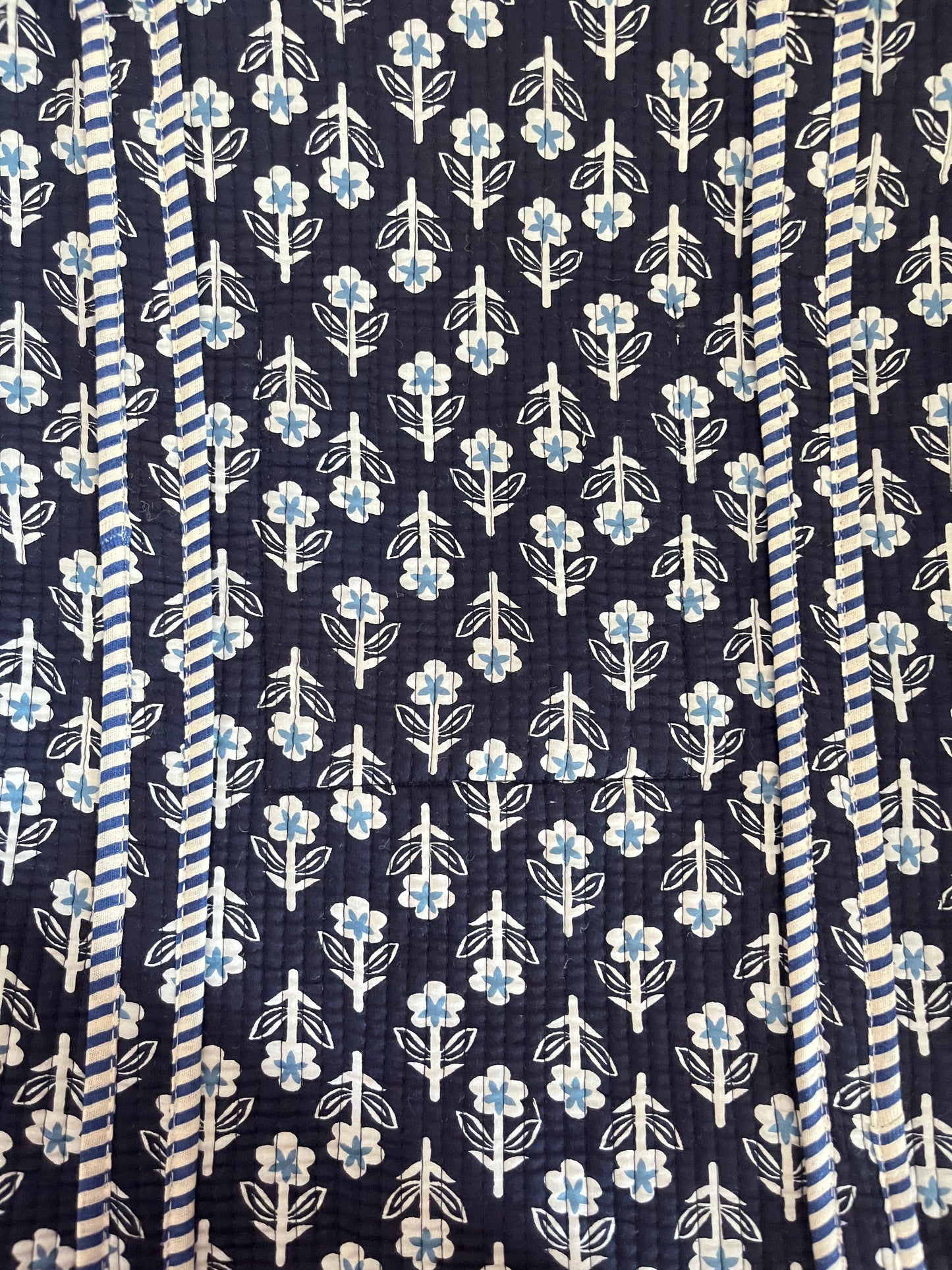 The Navy Tapestry Tote (With Zipper)