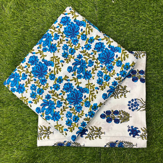 Pure Cotton Block Print Dress Material Combo set of 2PC Top & Bottom (2.5 MTR TOP, 2.5 MTR BOTTOM)