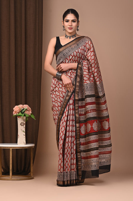 MAHESHWARI SILK BAGRU PRINT SAREE