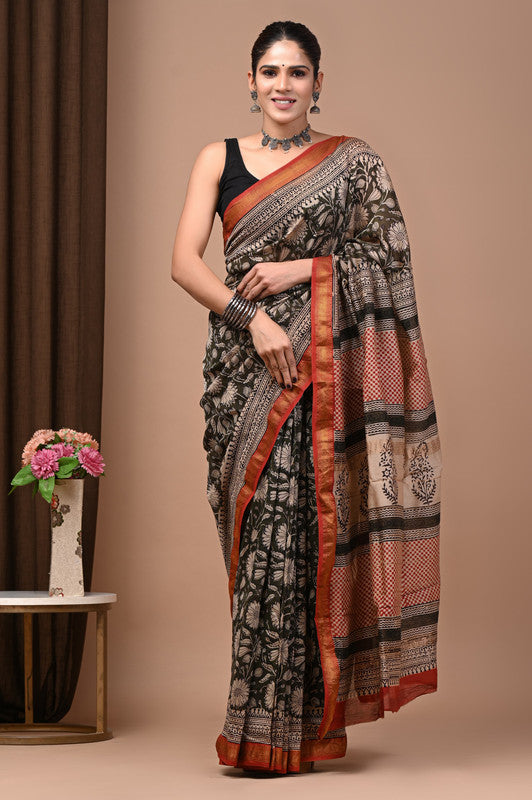 MAHESHWARI SILK BAGRU PRINT SAREE