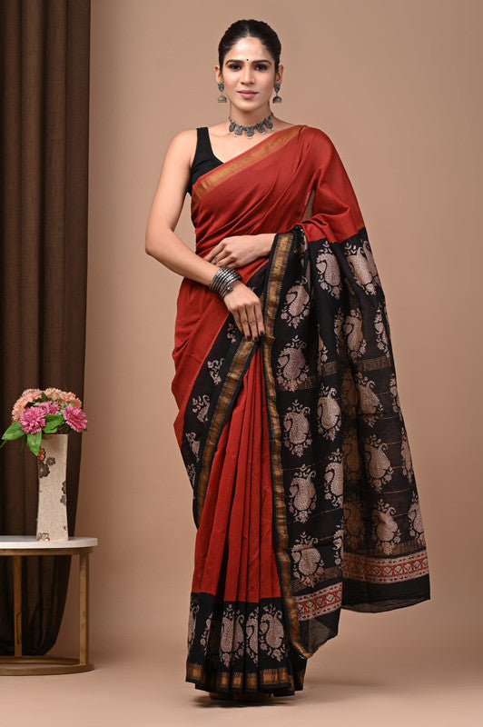 MAHESHWARI SILK BAGRU PRINT SAREE