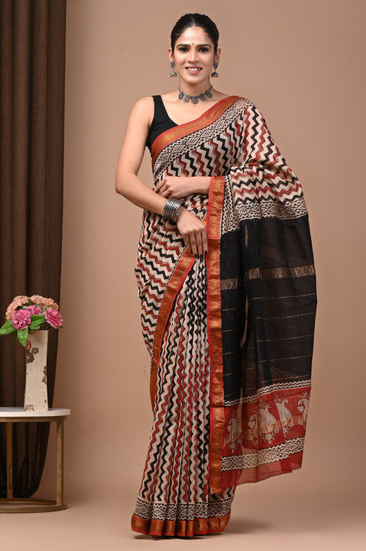 MAHESHWARI SILK BAGRU PRINT SAREE