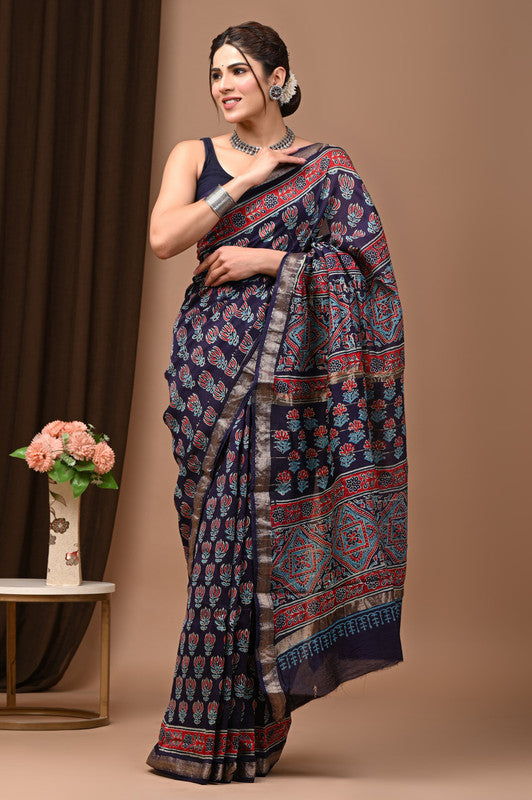MAHESHWARI SILK BAGRU PRINT SAREE