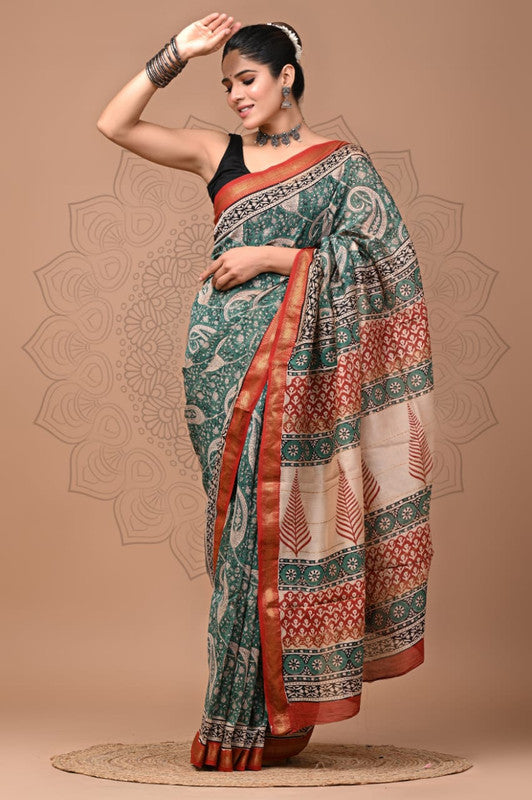 MAHESHWARI SILK BAGRU PRINT SAREE