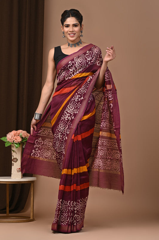 MAHESHWARI SILK BAGRU PRINT SAREE