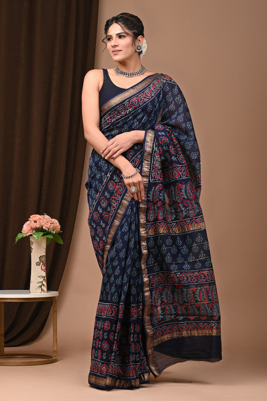 MAHESHWARI SILK BAGRU PRINT SAREE