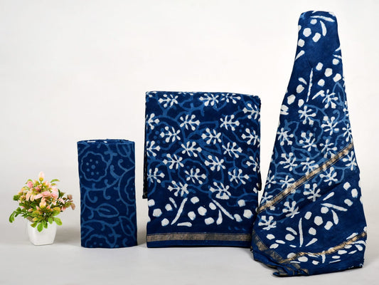 EXCLUSIVE HAND BLOCK PRINT CHANDERI SILK SUIT SET