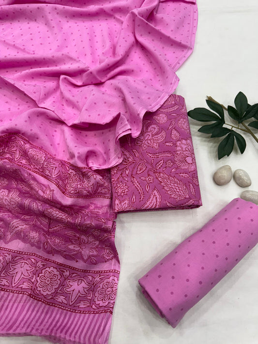 Pure Cotton Unstitched Suit With Cotton Dupatta