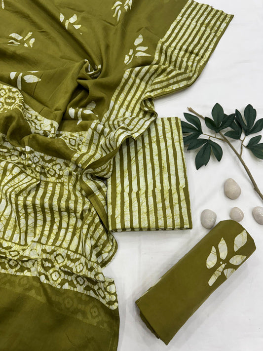 Pure Cotton Unstitched Suit With Cotton Dupatta