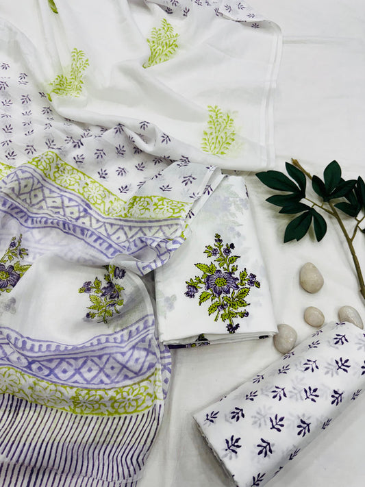 Pure Cotton Unstitched Suit With Cotton Dupatta