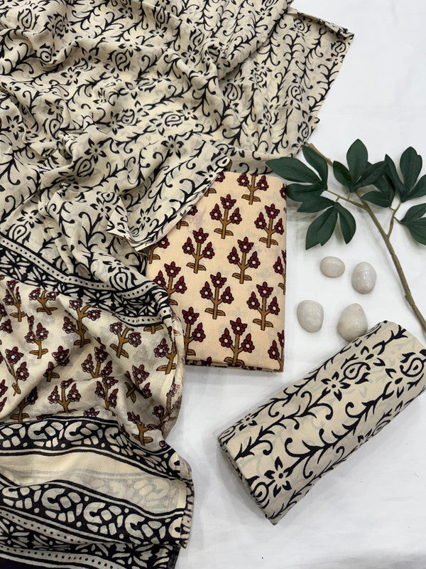 Pure Cotton Unstitched Suit With Cotton Dupatta