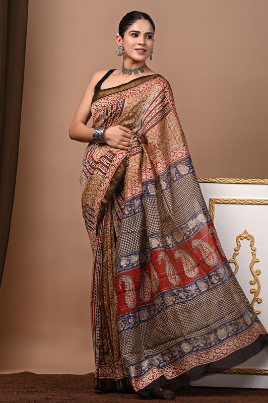MAHESHWARI SILK BAGRU PRINT SAREE